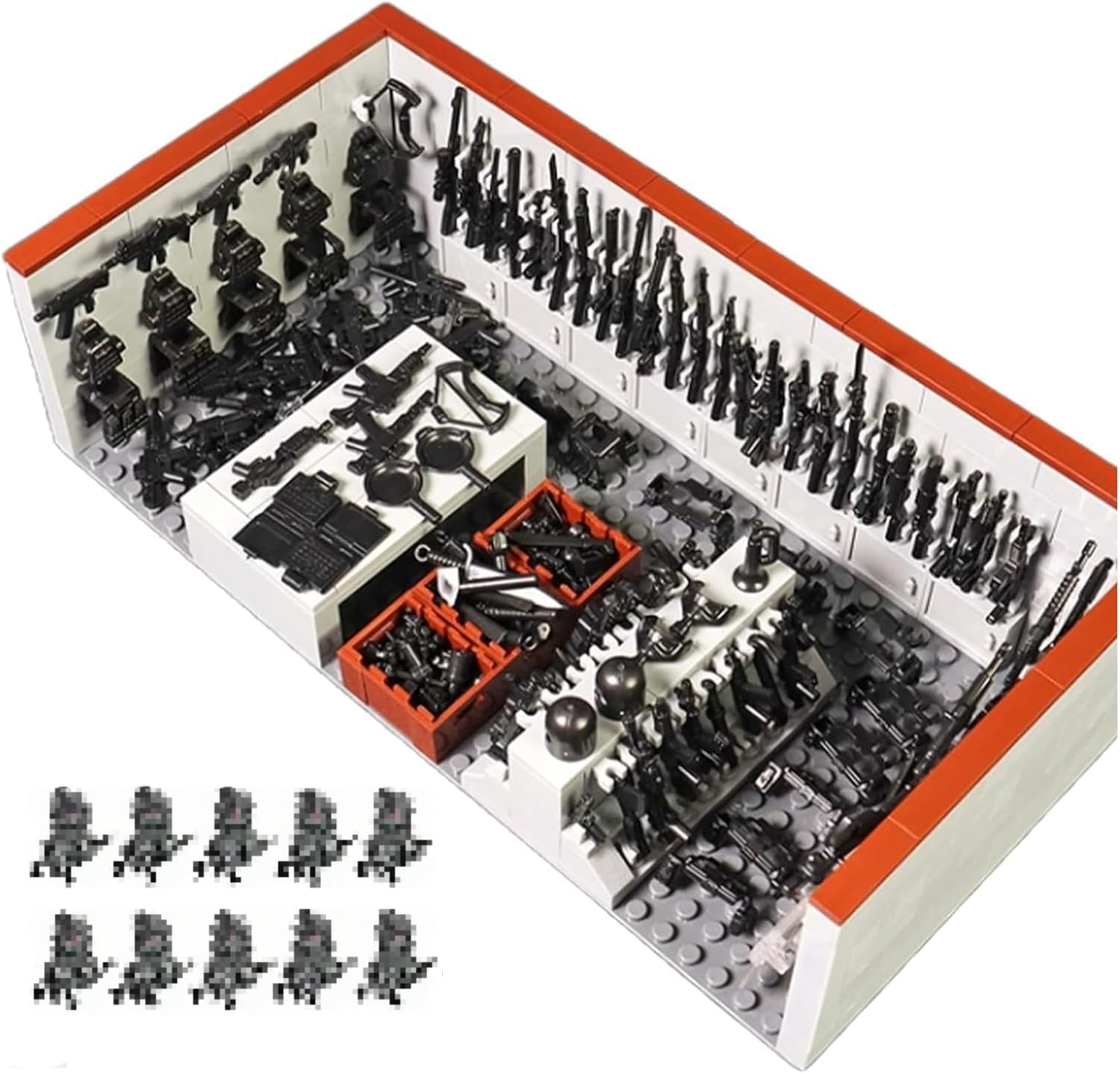 WW2 Military Base Building Blocks Set – 520 PCS Army Weapons Pack with SWAT Gear, Miniguns, Custom Guns, and 10 Soldier Figures – Kids Army Playset Compatible with Major Brands