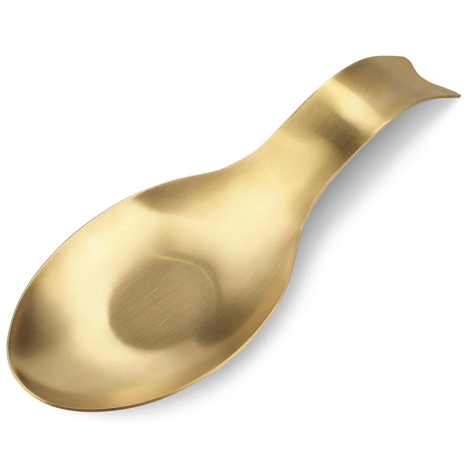 VanlonPro Stainless Steel Spoon Rest, Spatula Ladle Holder, Stainless Steel Utensil Spoon Rest Holder, Brushed Finish, Dishwasher Safe 9.8 x 3.7 Inch (Gold Fish Tail 1PC)