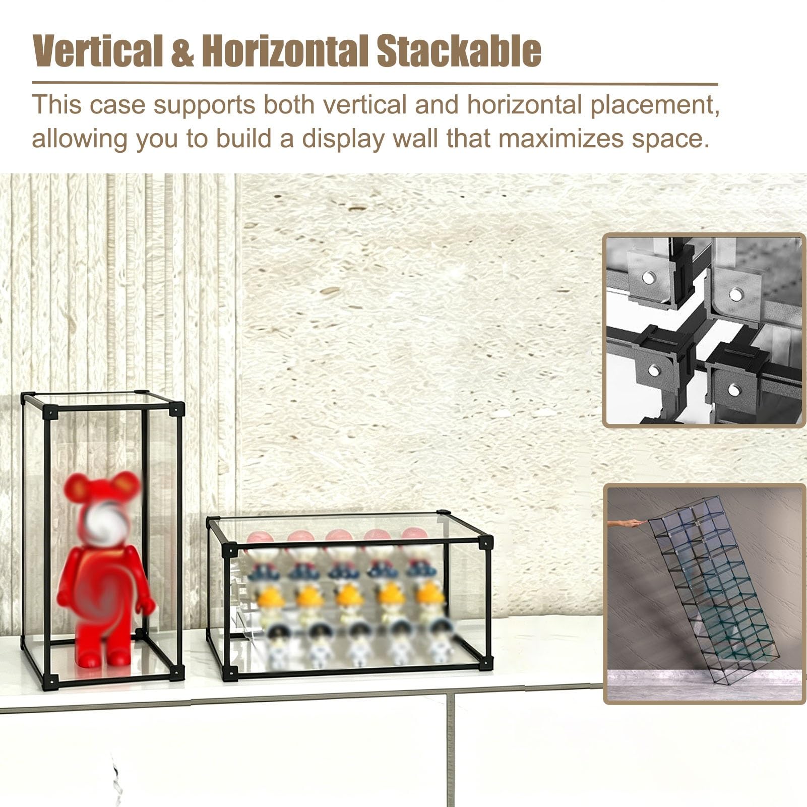 Vitrina de Acrílico Vitrina Acrílica para Colocar en Posición Vertical y Horizontal, Estuche Organizador Zapatos Prueba Polvo Puerta Magnética, Contenedor Guardar Figuras(30x20xH15cm/12x8x6in)