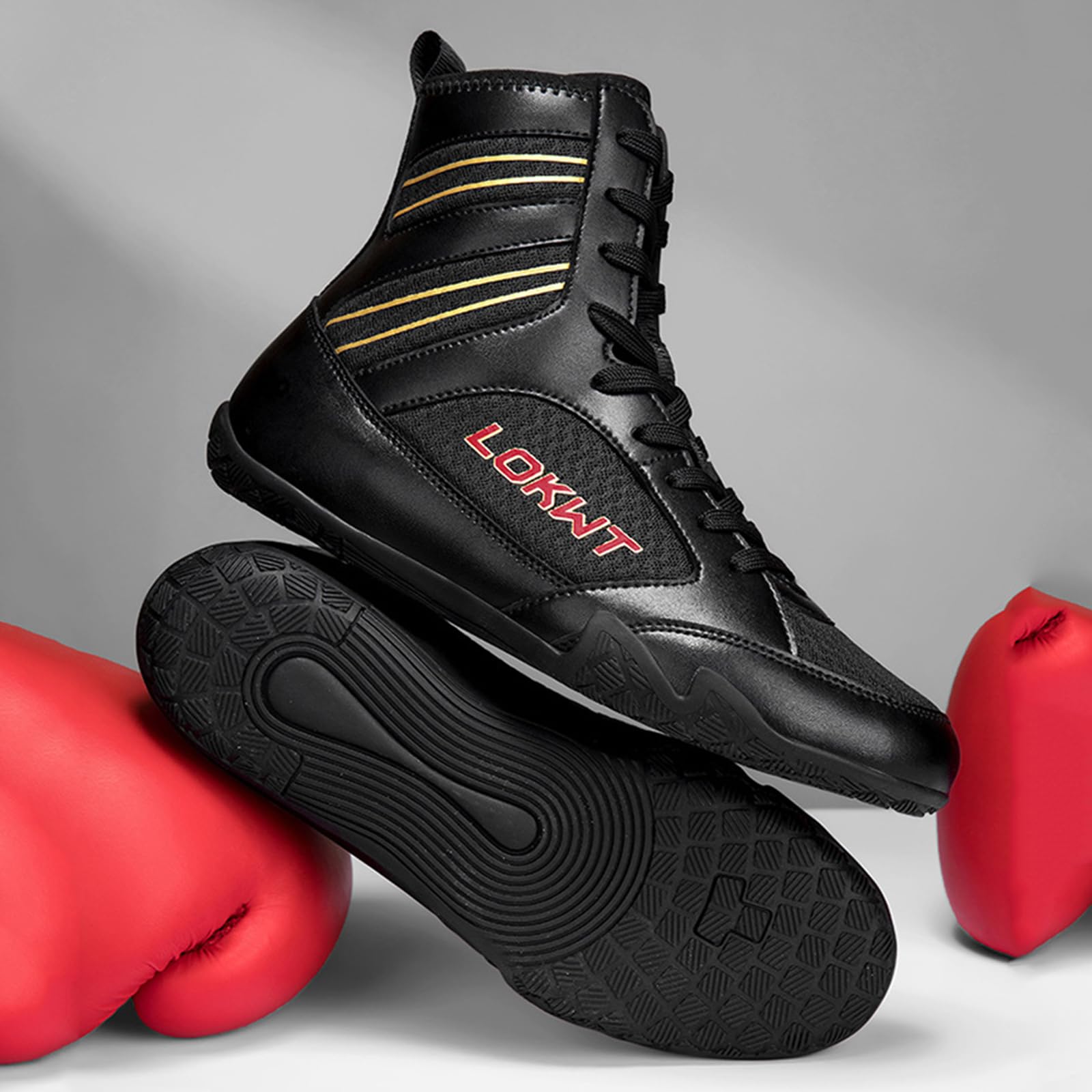 Zapatos de Boxeo para Hombres Zapatos de Lucha Libre Kickboxing, Boxeadores, Entrenadores, Artes Marciales Transpirables Culturismo Botas de Boxeo