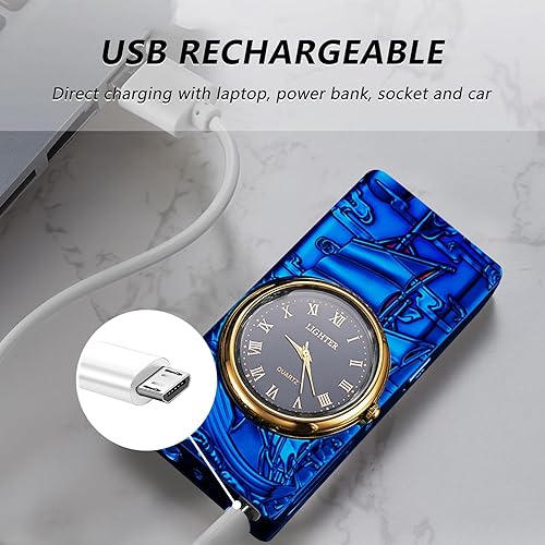 Miniatura 5 de Encendedor eléctrico USB, recargable, resistente al viento, encendedor de velero sin llama con arco de plasma doble para velas, incienso, fuegos