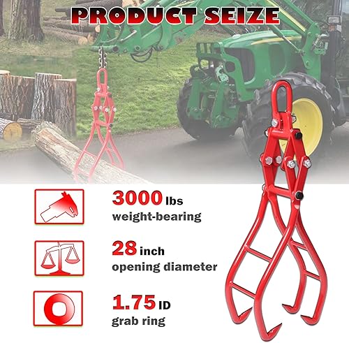 Miniatura 2 de Pinzas de elevación de madera para tractores, cuatrimotos, tractores deslizantes, 28 pulgadas, 4 garras