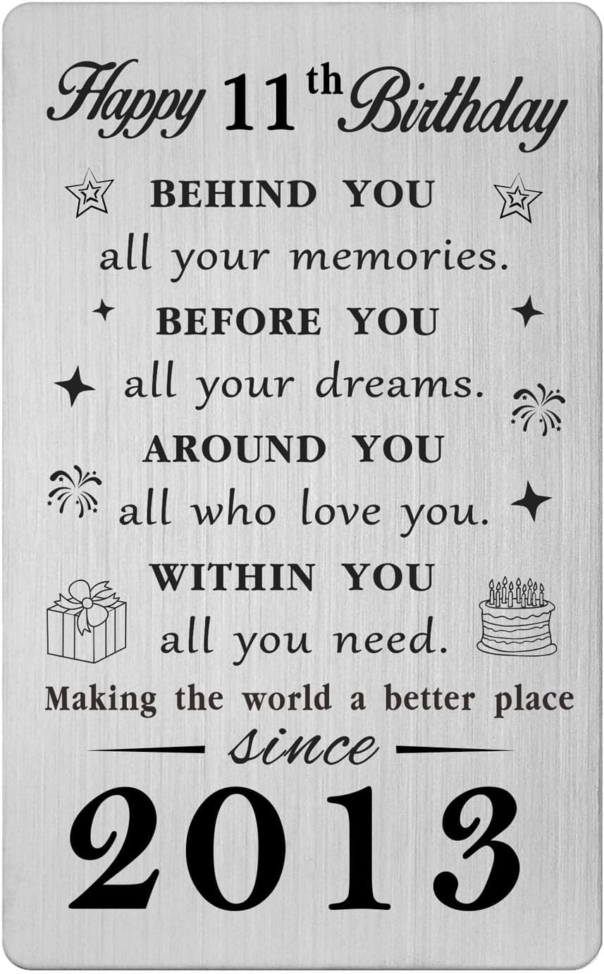 Gezxin Happy 11th Birthday Card for Girl Boy-Sweet 11 Year Yr Old Birthday Gifts for Her Him- Personalised 2014 Bday Presents Keepsake for Women Men Teen Girls Boys Teenager