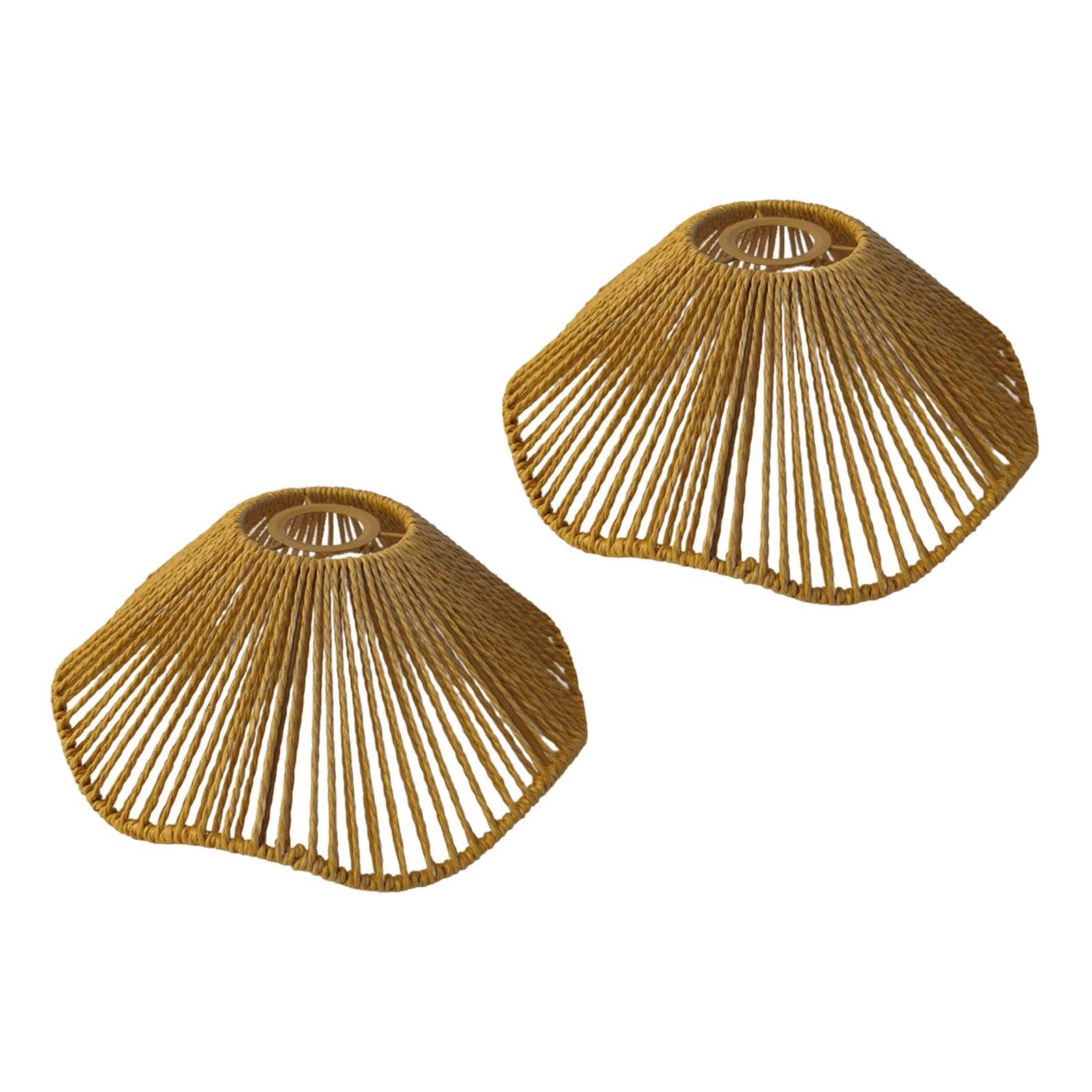 Sharplace 2 Stück Rattan-Lampenschirm Korb-Lampenschirm für Hängelampe, Deckenlaternenabdeckung, Kronleuchterabdeckungen, Boho-Hängelampenschirm für Garten, Wohnzimmer, Flur, Küchentisch, Hochzeit