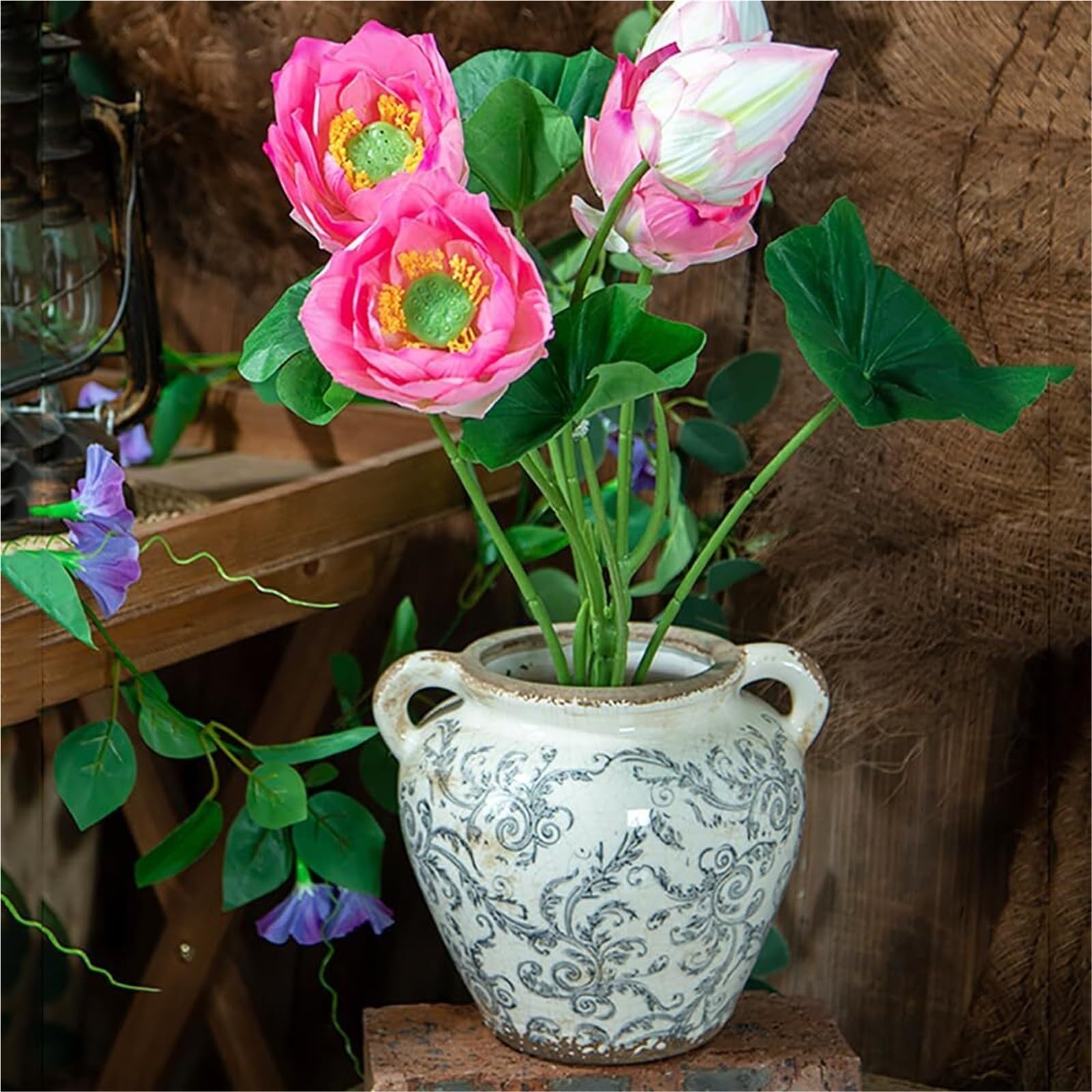 Śmieszne doniczki na kwiaty, ceramiczna doniczka w stylu "used look", retro, rustykalna, szara ozdobna doniczka do dekoracji ogrodu, werandy