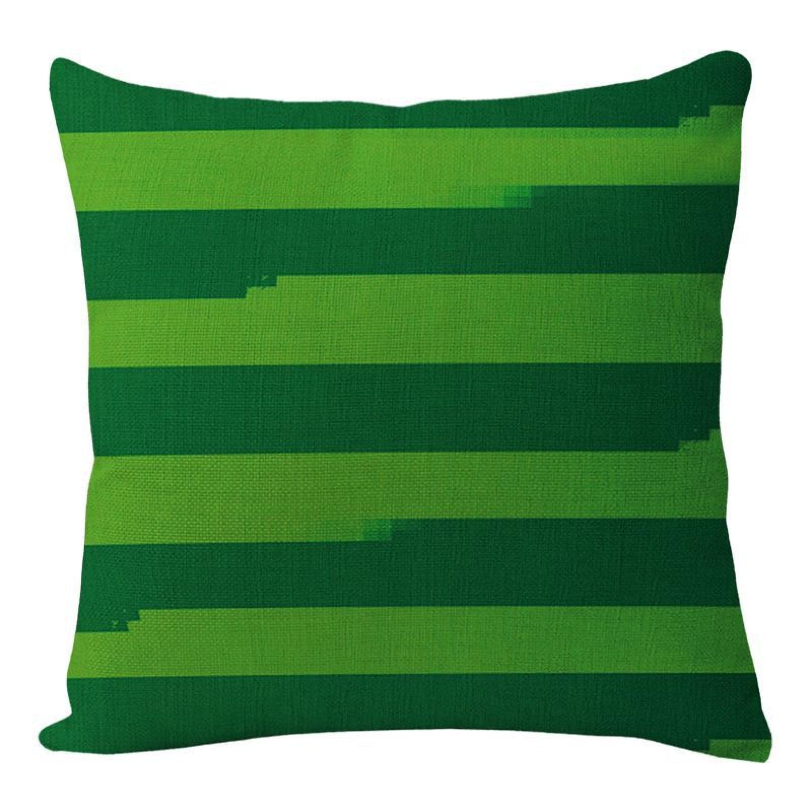 Wazylphin Cushion Covers Green Stripe Pillow Cases Cotton and Linen Cushions with Covers Included Zipper Sofa Cushions Soft Pillowcase Living Room Pillow Cover Bedroom Cushion Cover 45x45cm/1 Pack