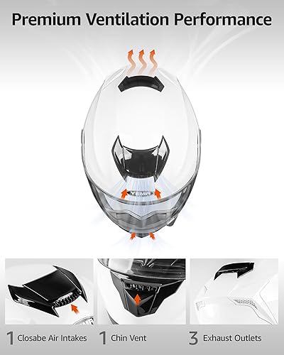 Miniatura 5 de Yema Cascos de motocicleta modulares, Casco integral de motocicleta aprobado por DOT con visera doble abatible, Cascos para adultos, hombres,