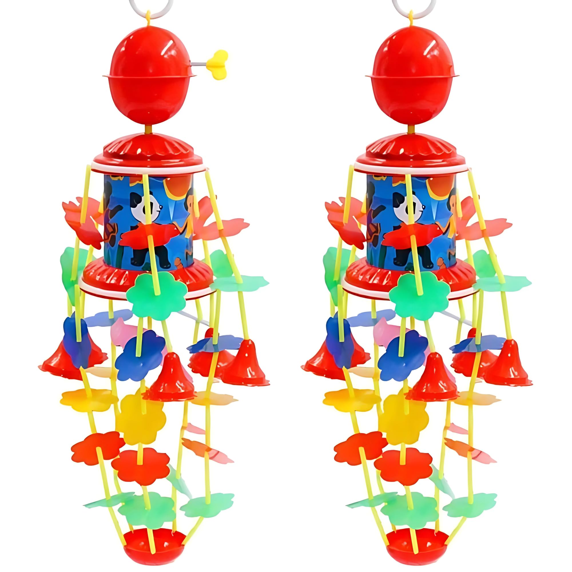 Crackles Wind Up Jhoomer Merry Go Round Rattle for New Born Baby with Soothing Sound Windup Toy| Hanging Musical Toy for Cradle Babies 0-6 Months- Multi Color 4