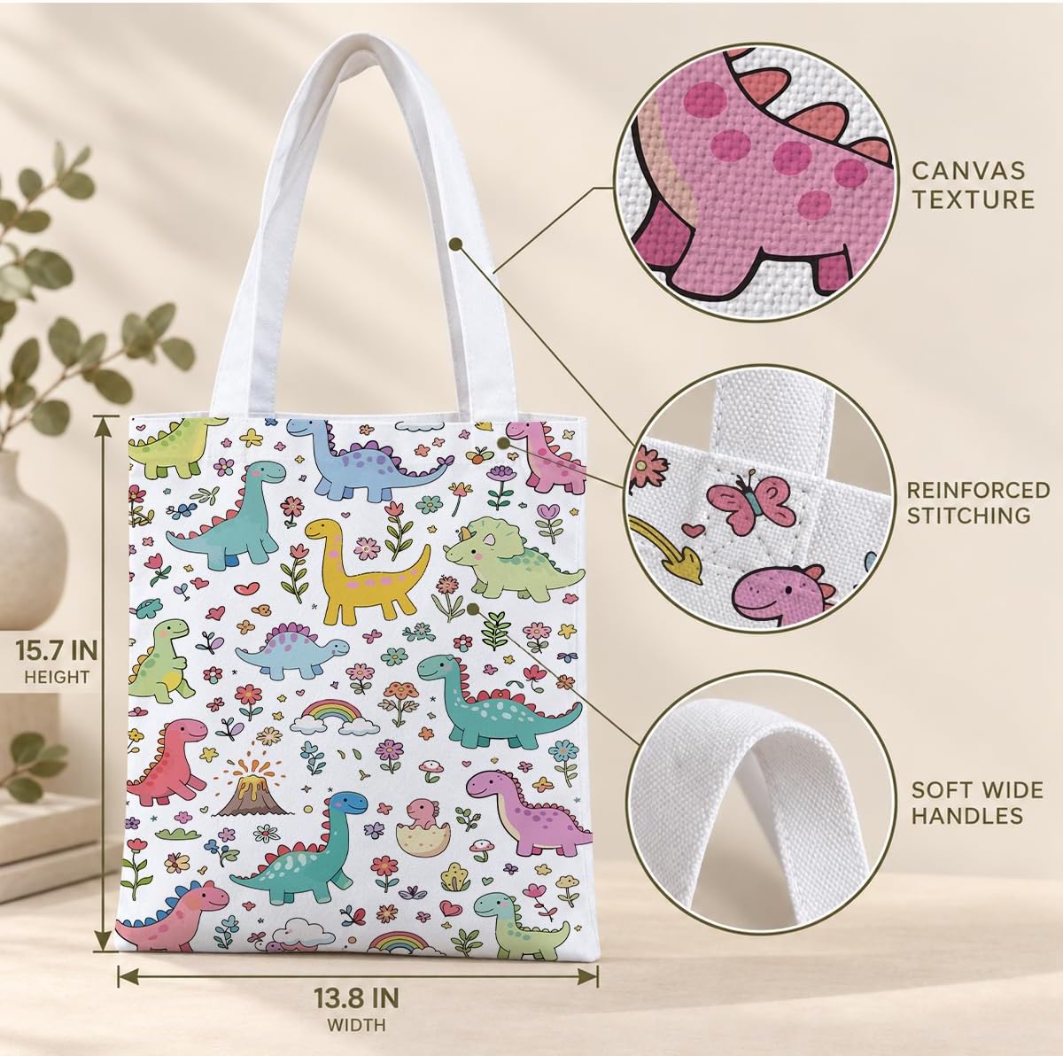 Funny Animal Canvas Tote Bag, Reusable Cute Shoulder Bag for Shopping Travel Gym Beach Work image 4