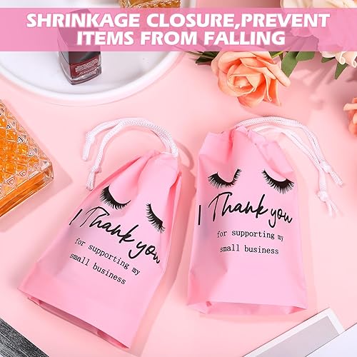 Miniatura 5 de Abbylike 100 bolsas de pestañas para clientes, con estampado de pestañas para clientes, bolsa de maquillaje vacía de belleza, lindas bolsas de