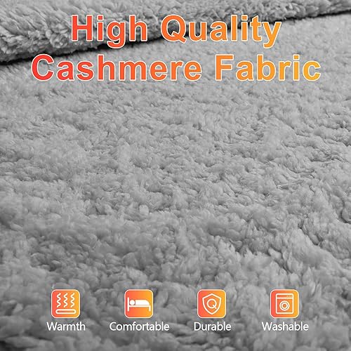 Miniatura 4 de Calentador de mesa de masaje, manta térmica de cachemira suave de 30 x 71 pulgadas, 4 temporizadores y 6 ajustes de calor y protección contra