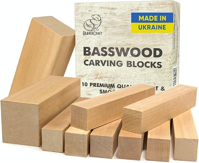 BeaverCraft BW10 Basswood Carving Blocks Set - Basswood for Wood Carving Balsa Wood Blocks - Whittling Wood Carving Wood Blocks for Carving