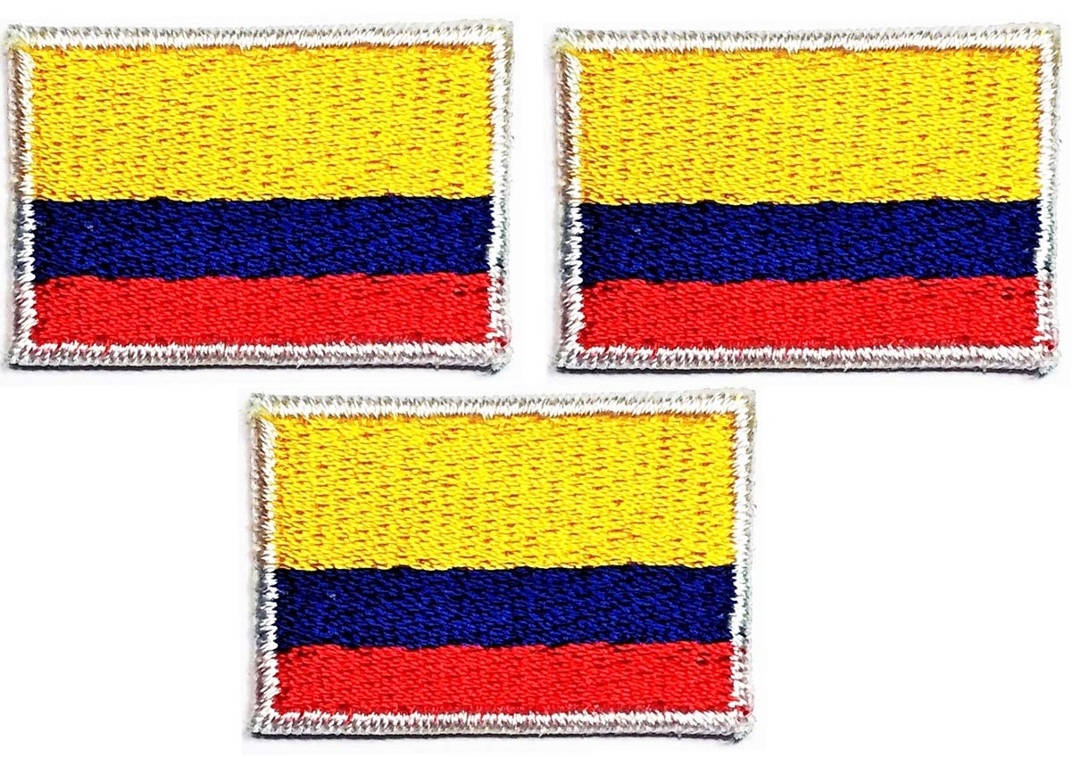 Umama Patch Set of 3 Mini flag '' 0.6X1.1 '' Colombia Flag Embroidered Iron On Applique Patch National Country Colombia Flag Patches Craft Decorative