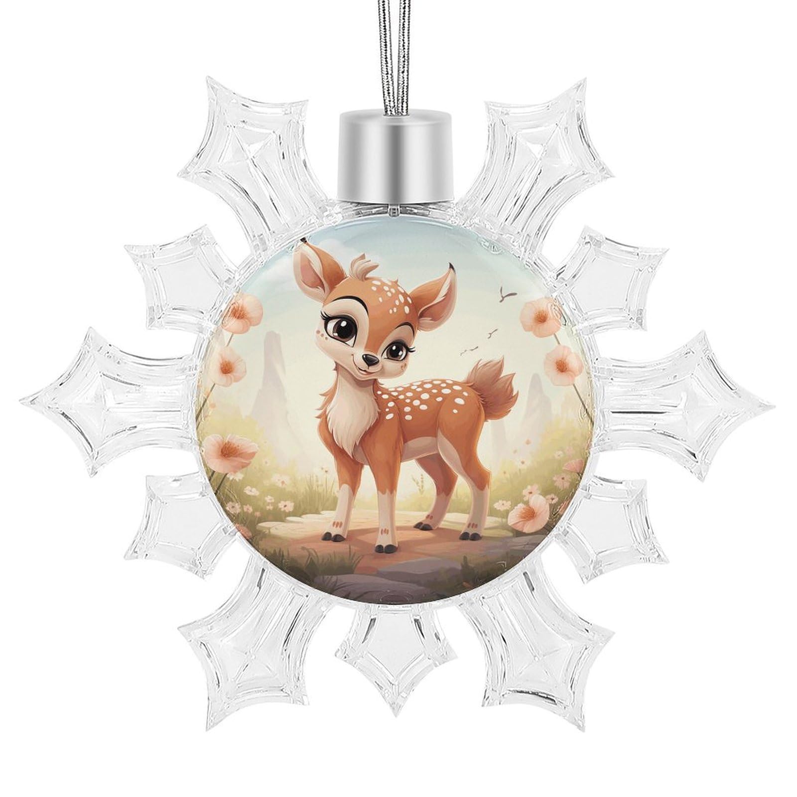 Lovely Deer Snowflake Ornaments Cute Snowflake Pendant Exquisite Christmas Tree Ornaments for Christmas Weddings New Year Birthday Holiday Celebration