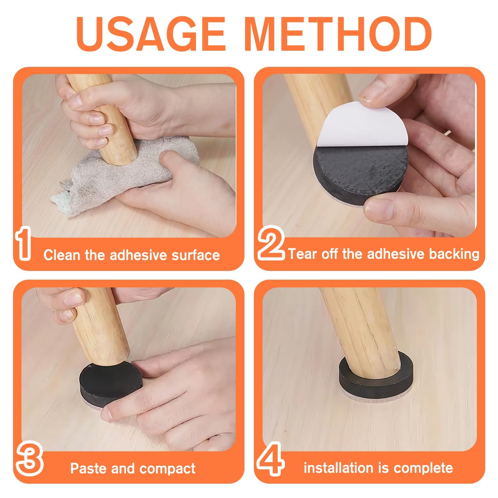 10 rialzi per mobili, autoadesivi, antiscivolo, diametro 6,5 cm, aggiunge 1,5 cm di altezza ai piedini dei mobili, con base in feltro per tavoli, letti, divani, sedie e armadi