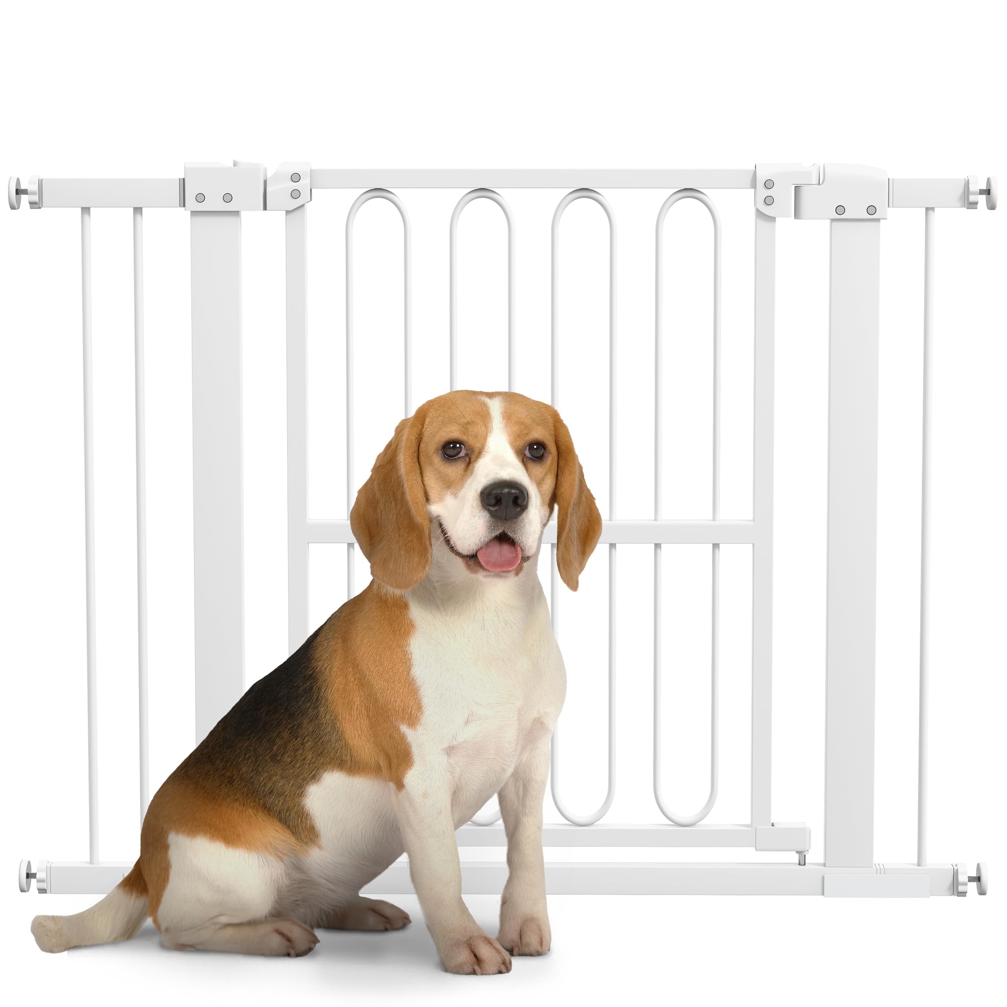 PawHut Puerta escaleras 76cm sin Taladro 76-104cm Perros Blanco