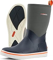 HISEA Men's Waterproof Rubber Deck Boots - Non-Slip Rain Boots for Fishing, Gardening, Camping & Outdoors