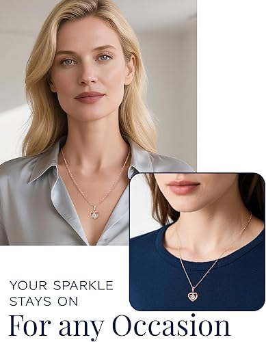 Miniatura 10 de MomentWish Collar de corazón para mujer, regalo para Navidad, collar de moissanita, collar de plata de ley 925 con diamante simulado VVS1, regalo de