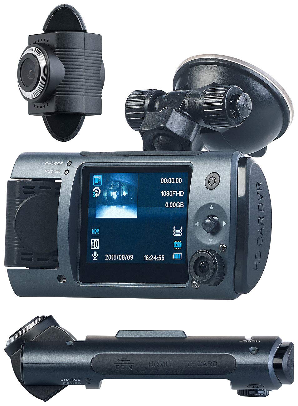 NavGear Electronics & Photo - dashcam anteriore e posteriore: Dashcam Full HD, 2 obiettivi, 150° ultra grandangolare (con due telecamere, auto)
