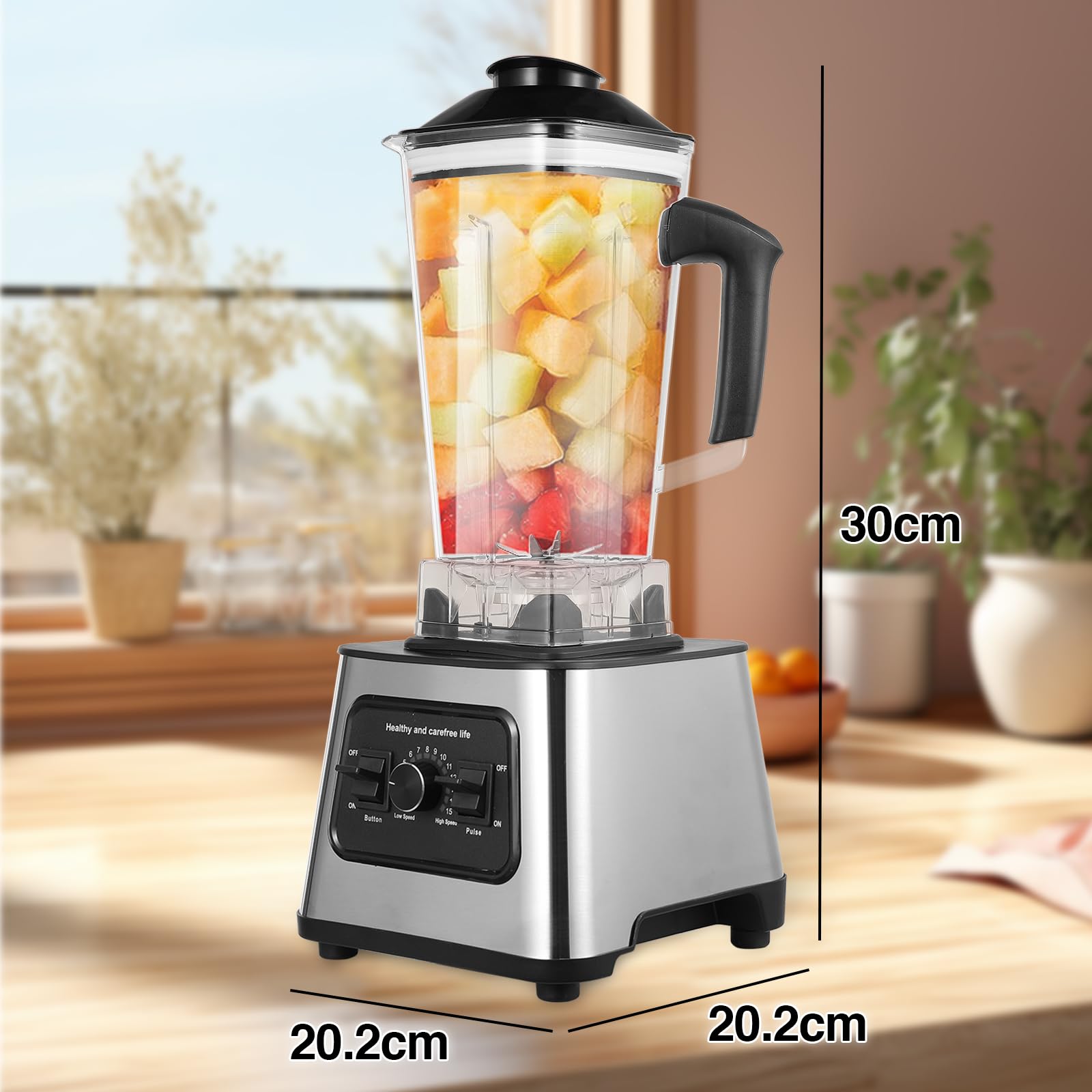 2-En-1 Blender Mixeur 6000w, 2.5l Professionnel Blender Smoothie, Mixeur Haute Vitesse Sans Bpa, 9 Vitesses, Avec 4 Lames, Pour Glace PiléE, Jus, Smoothie, Fruits, LéGumes, Noix