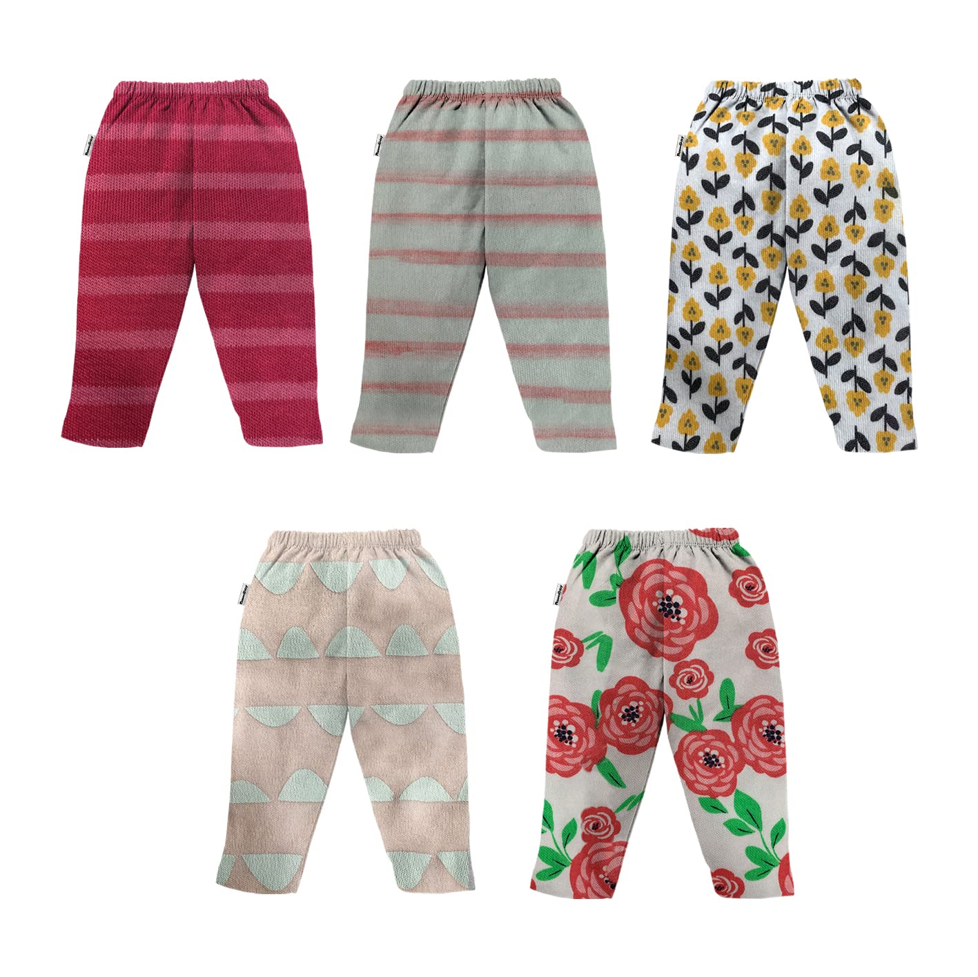 NammaBaby Girl's Cotton Printed Pyjama Pant Leggings Assorted Regular (Multicolour, 5-6 Years)