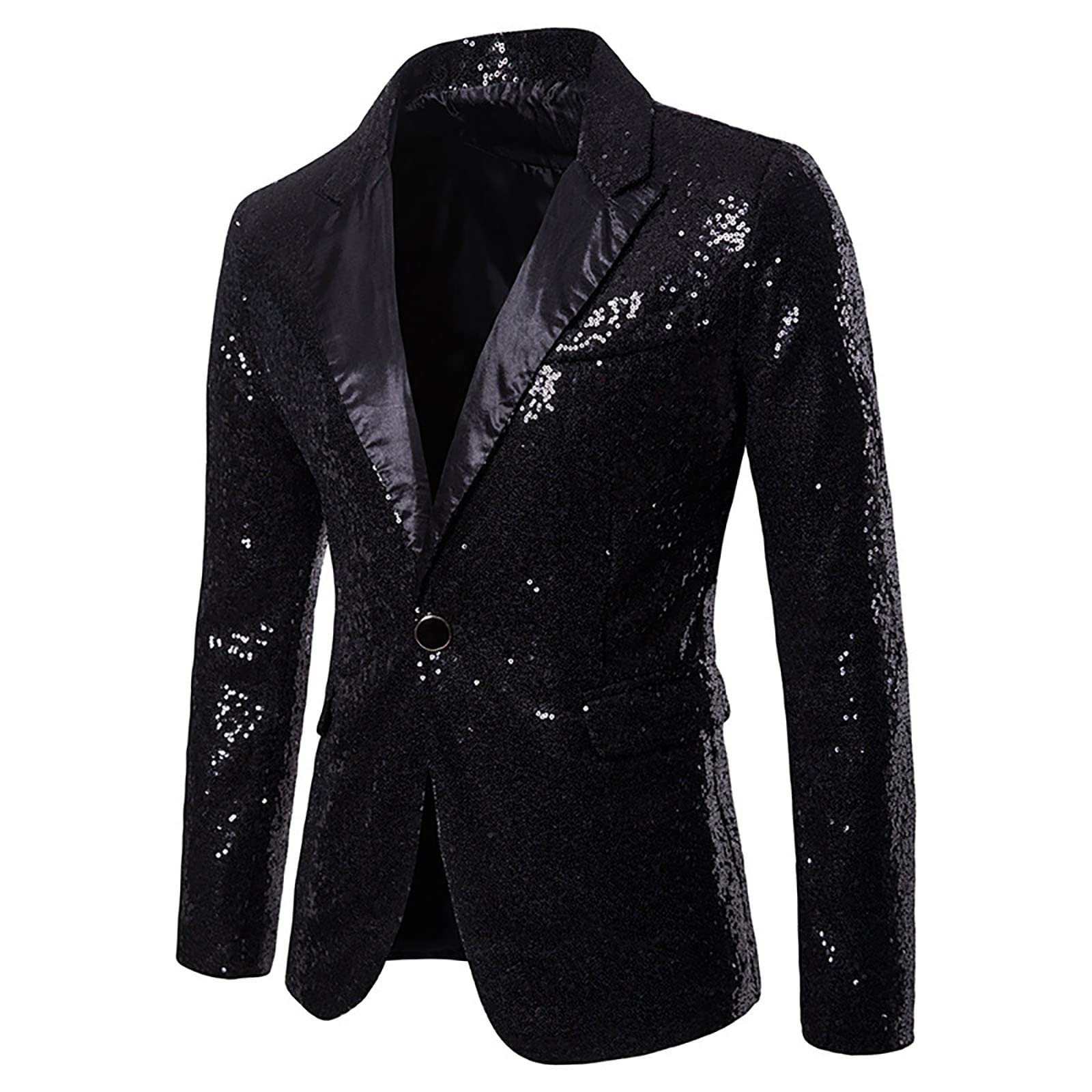 Herren Pailletten Blazer Glitzer Sakko Klassisch Anzug Jackett Slim Fit Mantel Große Größen Herrenanzug EIN Knöpfe Anzugjacke Herrenjacke Performance-Kostüm Karneval Party Bühnenkleid Hochzeitsanzug
