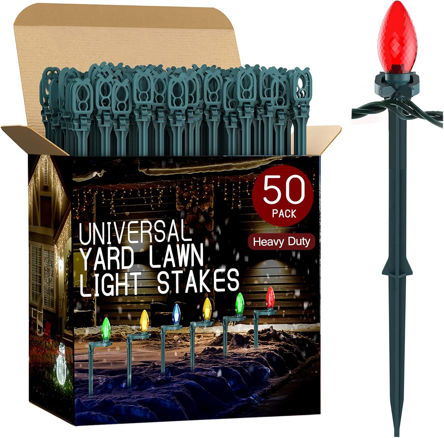BAILUK Christmas Light Yard Stakes 8.5" Tall Outdoor Light Christmas Light Yard Stakes