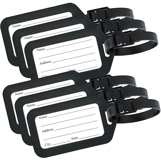 Luggage Tags 6 Pack - Black