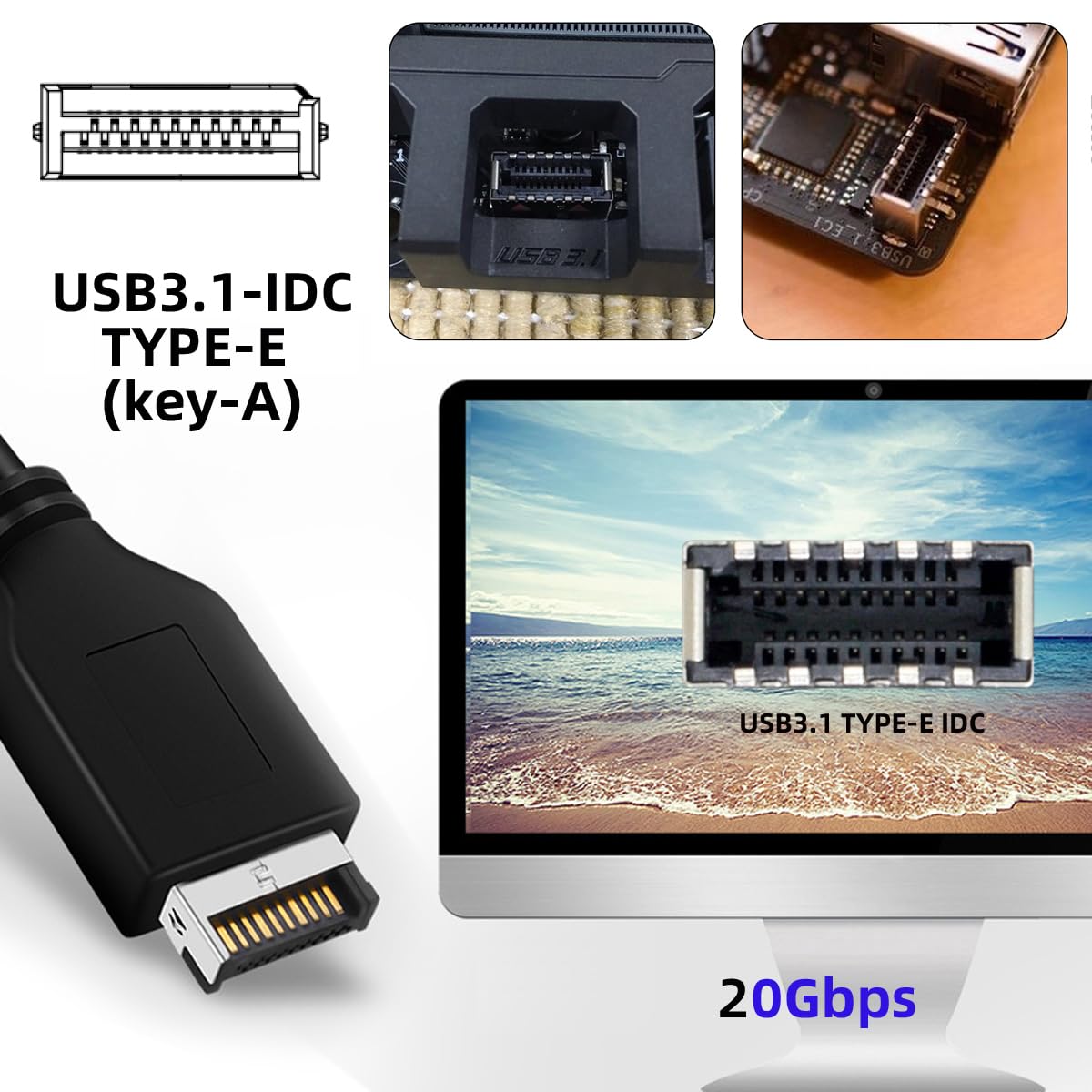 20 Gb/s USB 3.2 Gen2 typ E IDC panel przedni gniazdo do PCI-E 4X Express adapter karty ASM3242 Chipset do płyty głównej komputera stacjonarnego