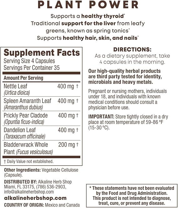 Alkaline Herb Shop Mild Bundle - Sea Moss & Bladderwrack, Plant Power (Chlorophyll), Blood (Iron) & Colon (Happy Colon) - 4 Wildcrafted Herbal Supplements, Vegan, Third-Party Tested