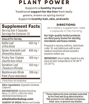 Alkaline Herb Shop Mild Bundle - Sea Moss & Bladderwrack, Plant Power (Chlorophyll), Blood (Iron) & Colon (Happy Colon) - 4 Wildcrafted Herbal Supplements, Vegan, Third-Party Tested