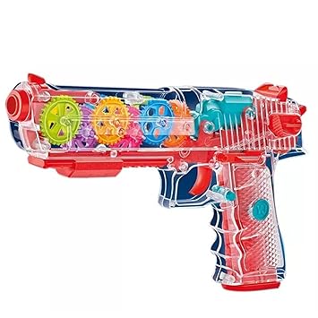 Toy Gun for Kids Transparent Musical Toy Gun for Kids with Laser Light and Flashing 3D Light - Color May Vary (Gear Sound Gun)