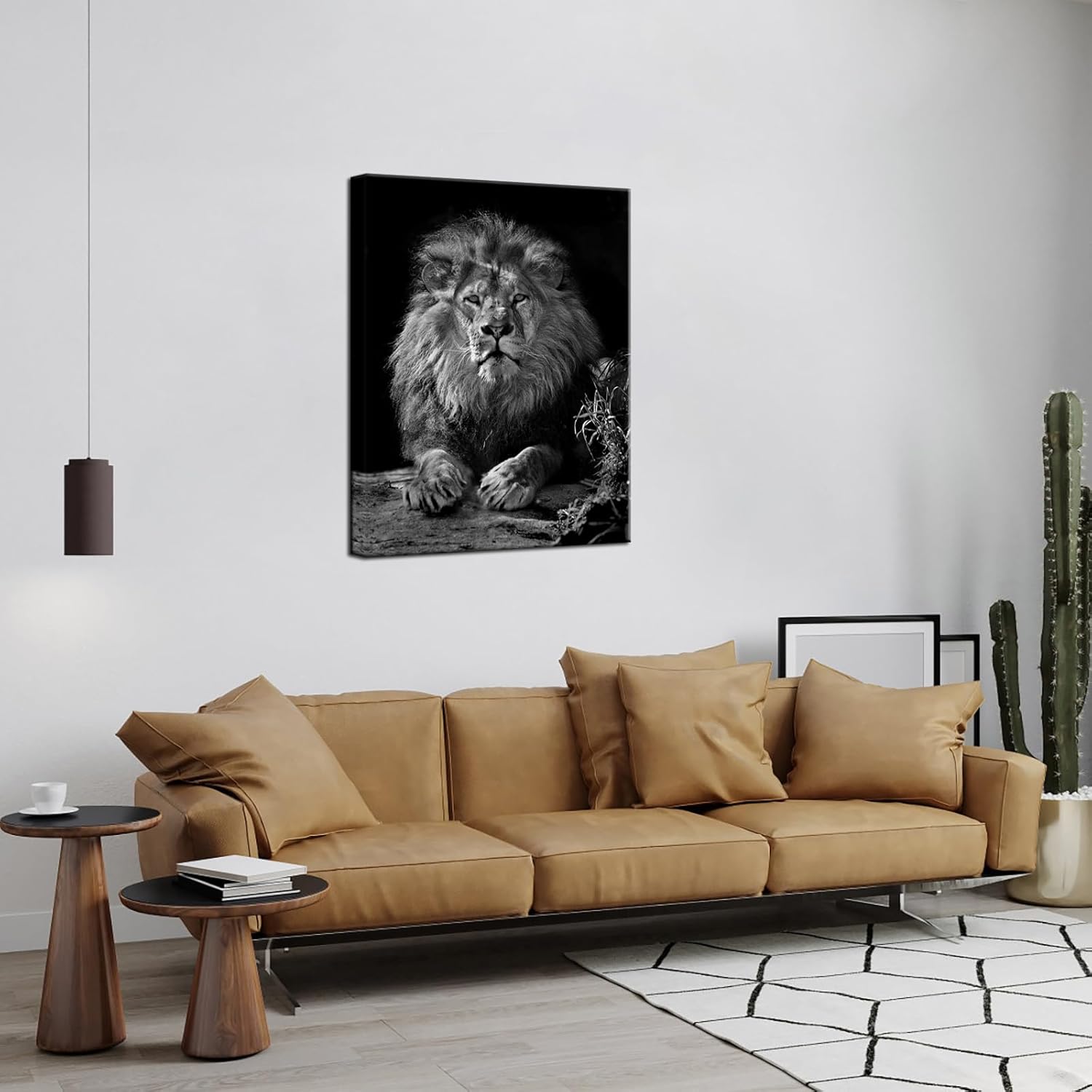 Nachic Wall Lion Canvas Wall Art Modern Black and White Animal Picture Painting for Home Office Living Room Bedroom Decor Gallery Canvas Wrapped Ready to Hang - Image 3