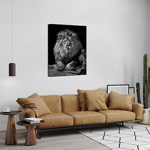 Miniatura 3 de Nachic Wall Lienzo decorativo de pared de león, moderno en blanco y negro, pintura de animales para el hogar, oficina, sala de estar, dormitorio,