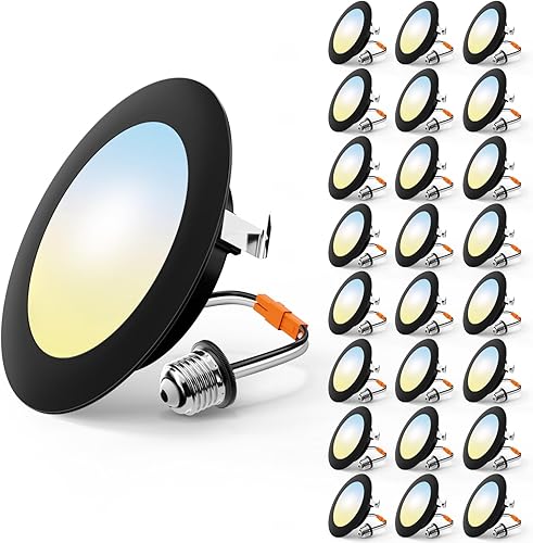 Miniatura 7 de Paquete de 24 luces LED empotrables de 4 pulgadas, seleccionables 5CCT, luces LED planas regulables, 7 W, 700 lm, certificado ETL y FCC