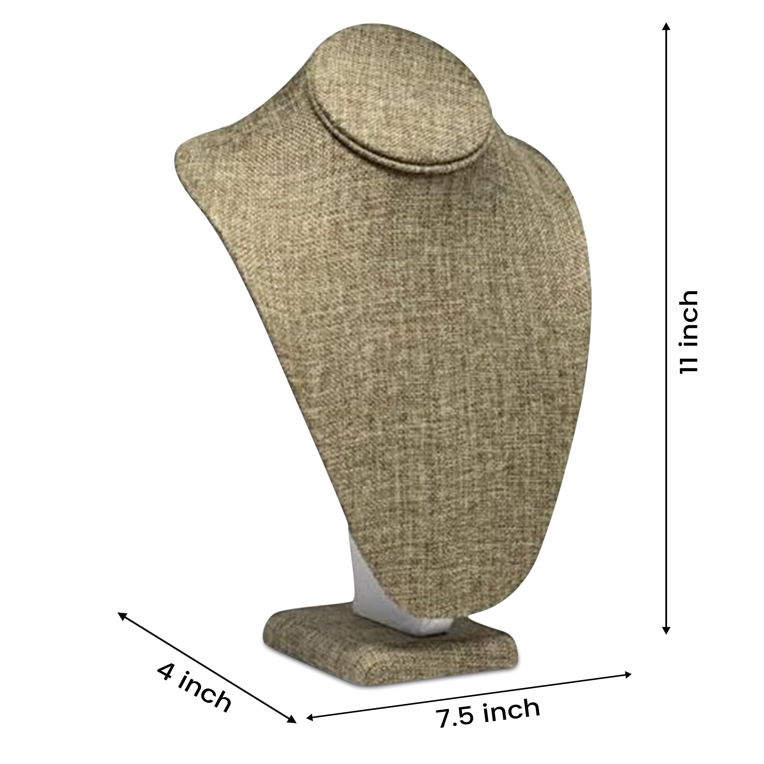 Novel Box Burlap Stand Jewelry Necklace Display 7.5x4x11 Inches - Freestanding Travel Necklace Holder Stand - Necklace Mannequin Organizer Stands - Necklace Displays Large