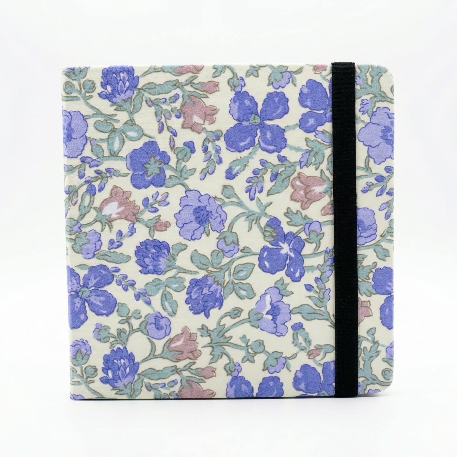 Diario de Acuarela, 300 g/m² 24 Hojas Algodón Cuaderno Acuarela de Doble Cara con Bolsillo Interior de Papel,Banda Elástica,16x16cm, Cuadernos de Papel de acuarela para Tinta Acrílico,Flores Moradas