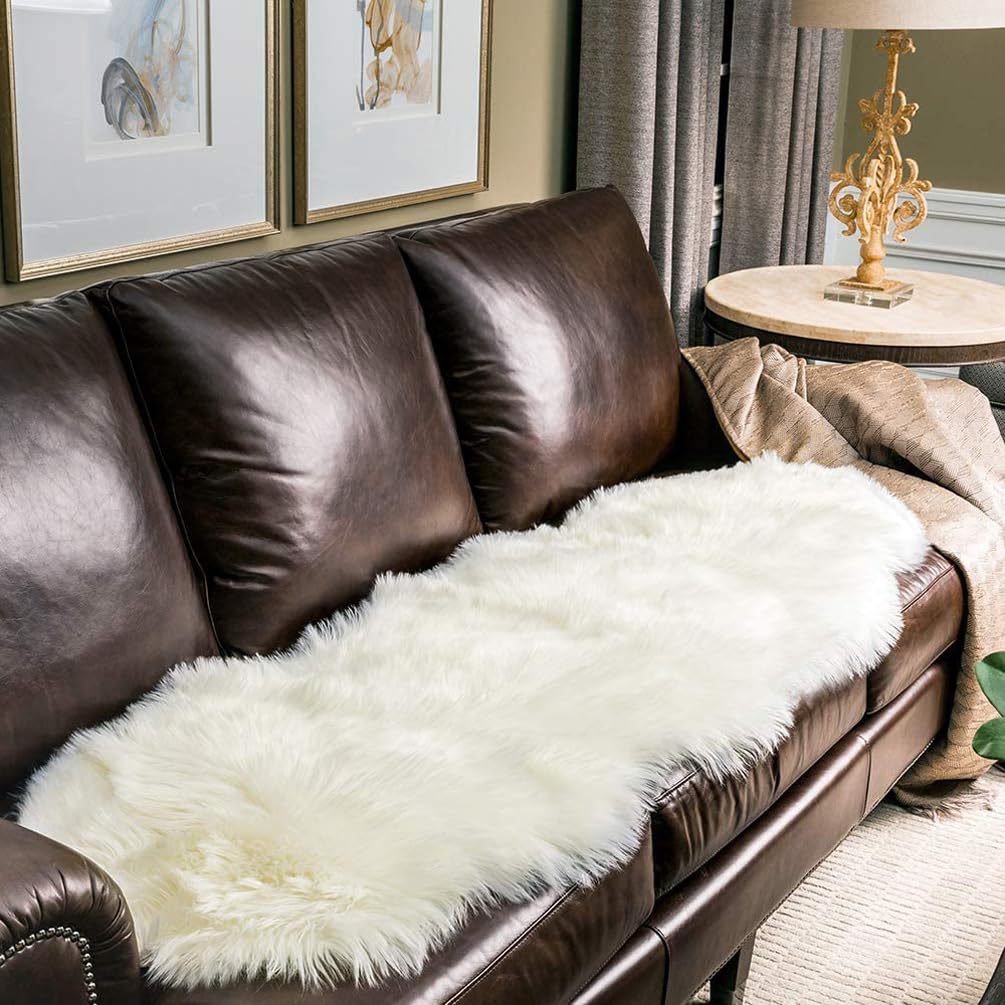 JXLOULAN Fluffy Faux Sheepskin Rug Whtie 80x180 cm, Hypoallergenic Non-Shedding Area Rug for Living Room/Bedroom/Kids Room - Image 3