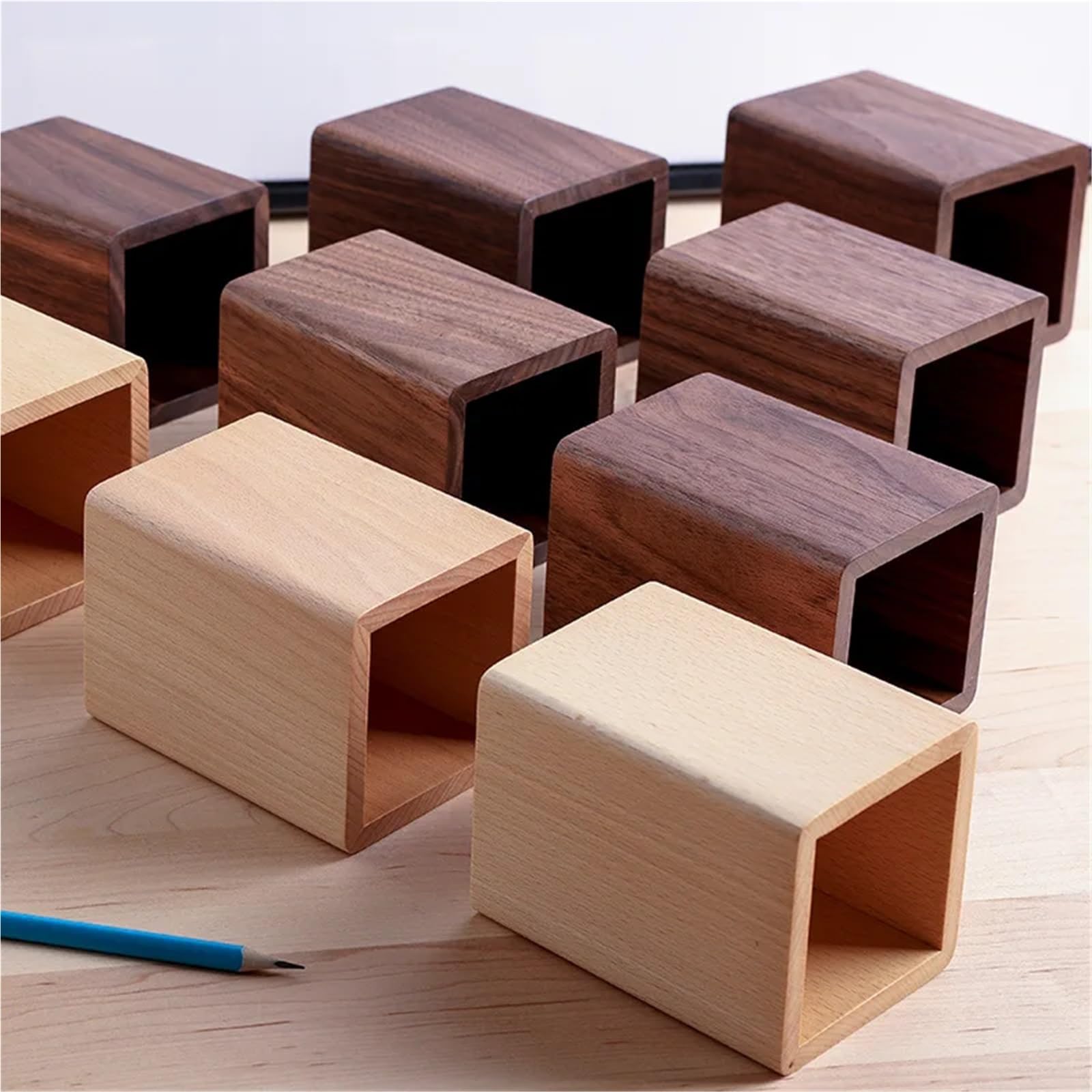 Stiftehalter Massivholz Kreativer Stifthalter Schwarz Nussbaum Desktop Aufbewahrungsbox Einfaches Lernen Büro Schreibwaren Für Schreibtische(Style 3)