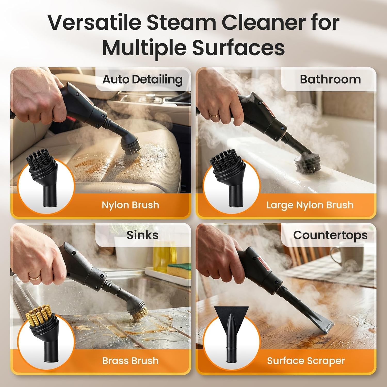 Vaporiera Portatile Multi-superficie Da 2500 W, Capacità 1200 Ml, 6 Livelli Di Vapore Regolabili, Pulitore A Vapore Pressurizzato Ad Alta Temperatura, Per Cucina, Bagno, Mobili, Auto E Finestre