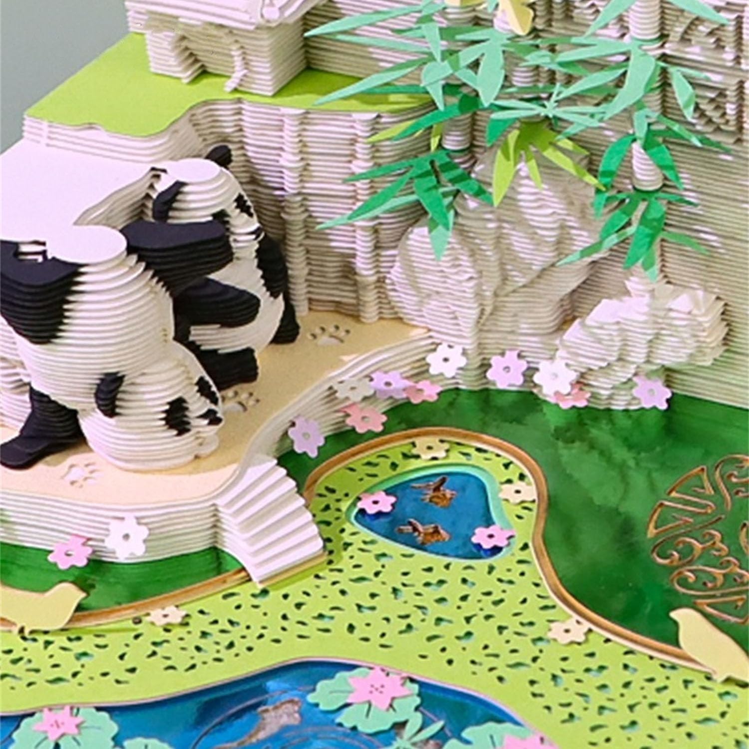 Kalendarz czasowy 2025, panda, kalendarz 3D, na rok 2025, do samodzielnego wykonania, do oderwania, artystyczne podkładki 3D, w kształcie pandy, papier do rzeźbienia, sztuka na biurko