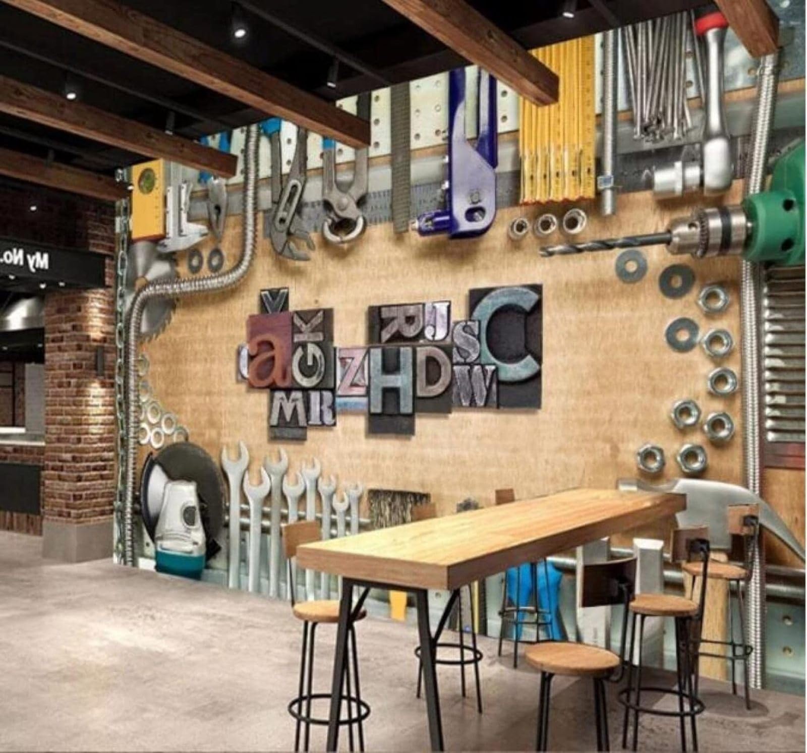 XLMING Retro Three Dimensional Metal Machinery Tools 3D Wallpaper Luxury Silk Study Dining Feature Sofa Grey Bedroom Living Room Tv Decorative Wall-150cm×105cm