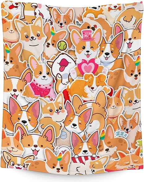 Corgi Blanket Gifts - 50"x60" Cute Throw for Adults, Kids - Colorful Soft Fuzzy Blankets for Bed, Couch & Living Room