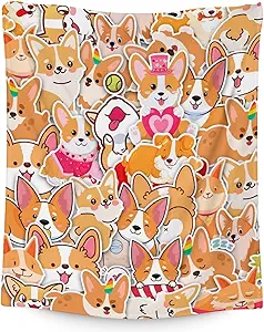 Corgi Blanket Gifts - 50"x60" Cute Throw for Adults, Kids - Colorful Soft Fuzzy Blankets for Bed, Couch & Living Room