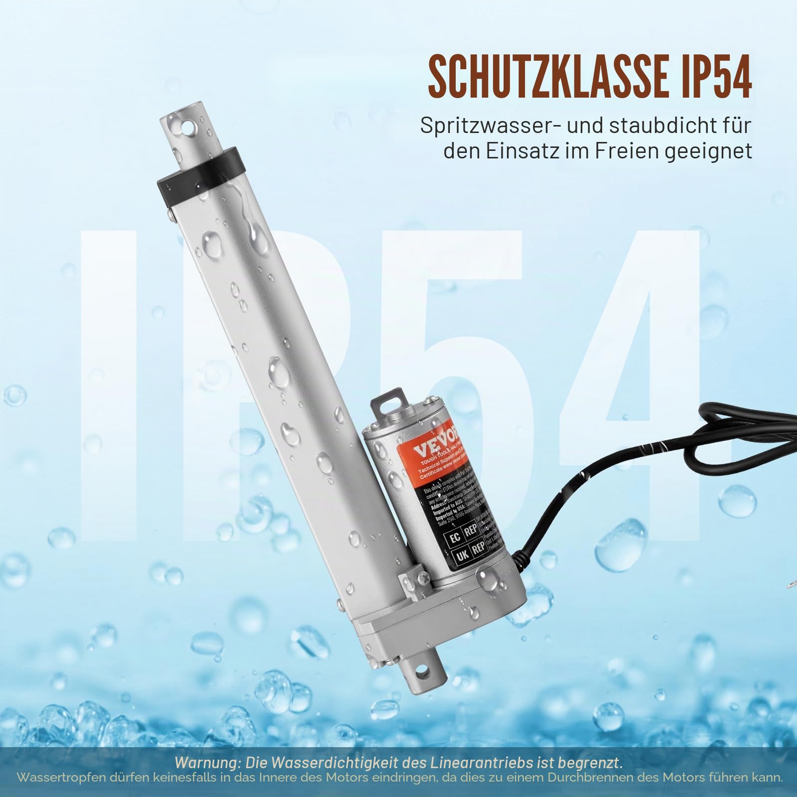 VEVOR 1500N Linear Actuator DC 12V Linearantrieb IP54 Elektrischer Linearmotor 150mm Hublänge Geräuschpegel ≤60dB Elektrische Türöffner 5mm/s Fahrgeschwindigkeit Lineartechnik Verstellantrieb