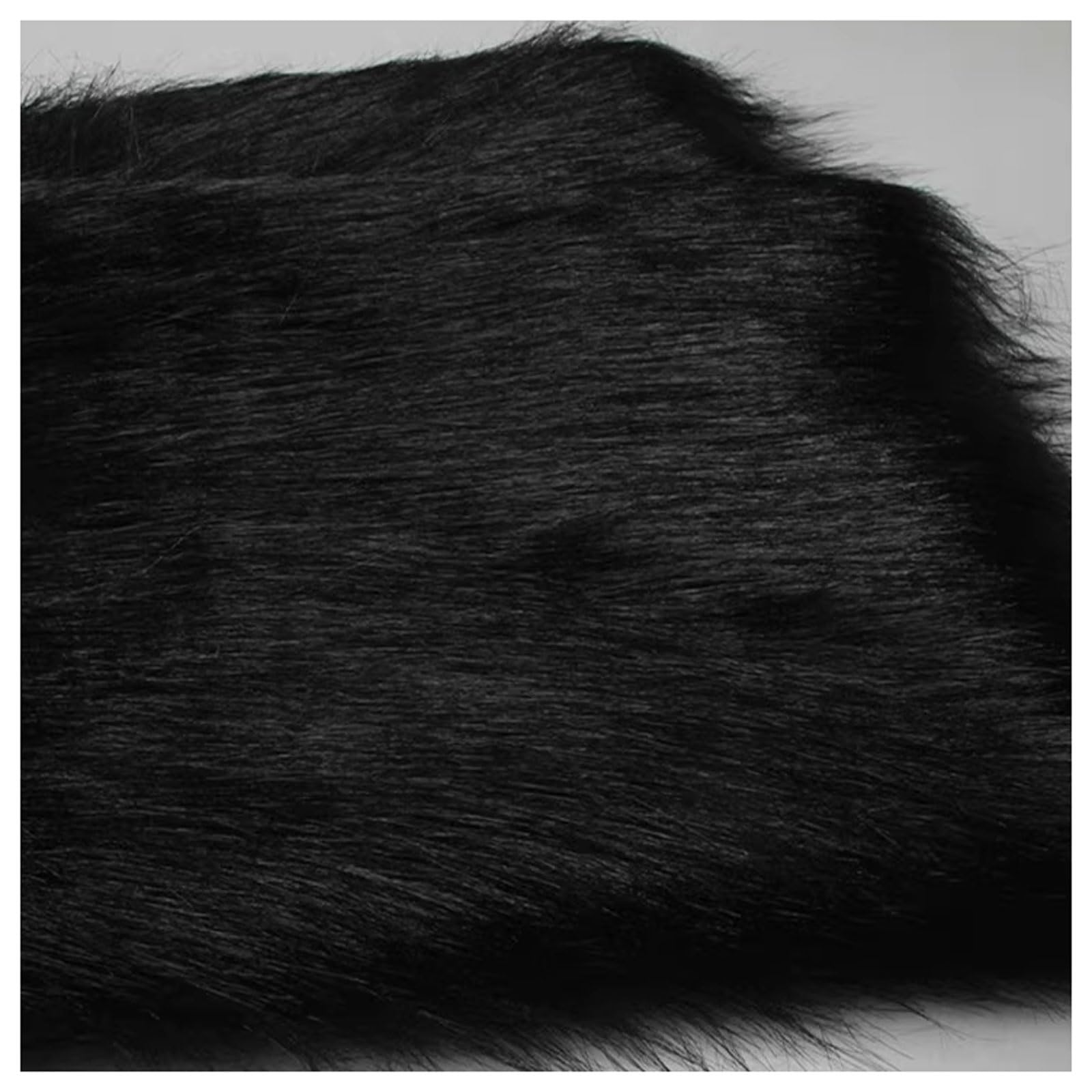 Aitaf Black Shaggy Faux Fur Fabric 68 Colors Soft Plush12cm Long Pile Fake Fur Materials Craft Fabric, For Christmas Ornaments, Fursuit, Cosplay, Costume, Gnome Beards, Craft Supply, 50X180cm (Color : )