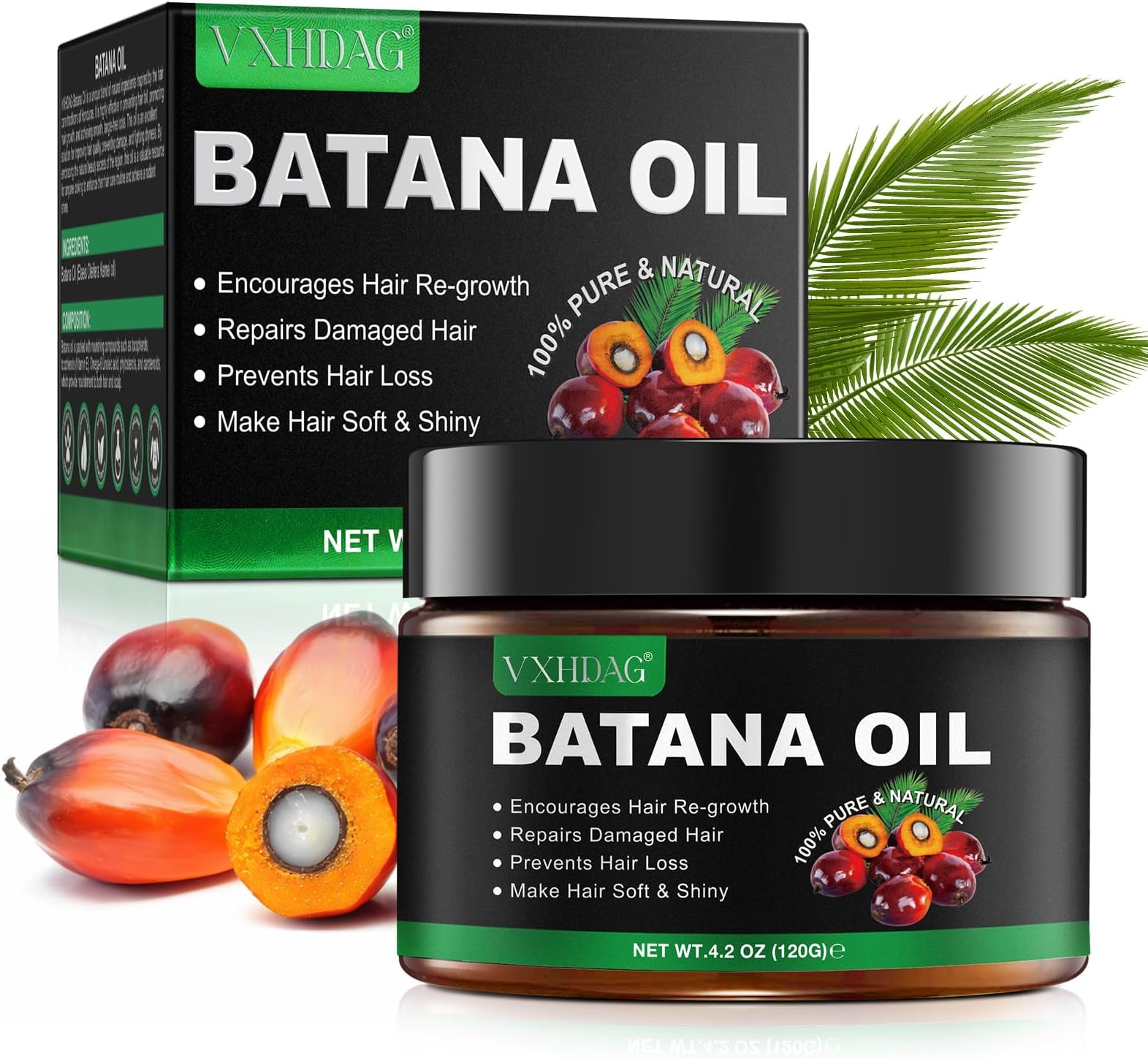 Raw Batana Oil for Hair Growth - 100% Natural Botana Oil from Honduras, Eliminate Hair Split Ends, Restores Damaged Hair and Scalp, Enhances Hair Radiance Nourishment (1 Pack 1 x 120 G)