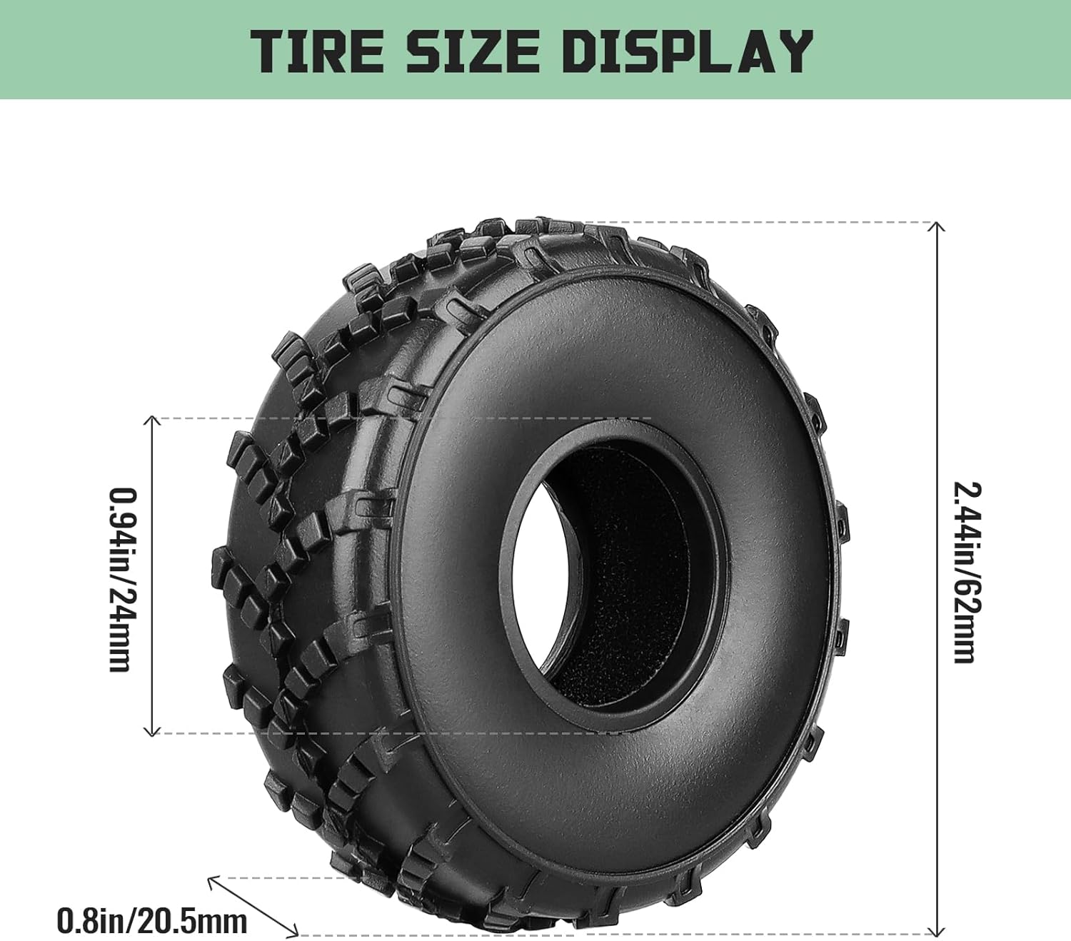 1.0 Soft Sticky All Terrain Tires 62mm for TRX4M Axial AX24 SCX24 FCX24 Enduro24 Upgrades 1/24 1/18 Crawler Car