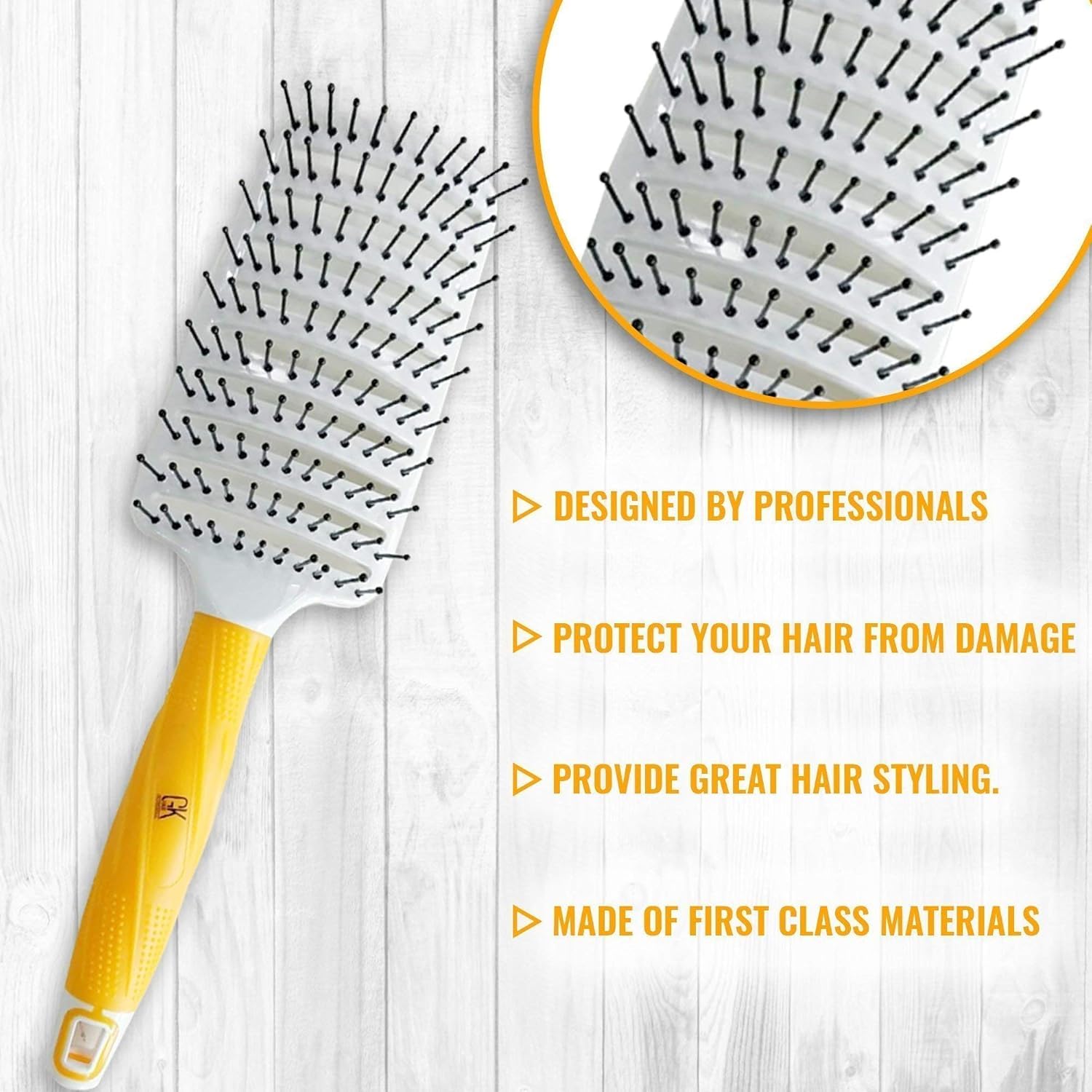 GK HAIR Global Keratin Smoothing Cashmere Hair Cream 50ml - Vent Brush (3 Inch) Rubber Handle Curved Vented Hair Brush, Styling for Thick Long Hair, Detangling Massage Brush for Women or Men,