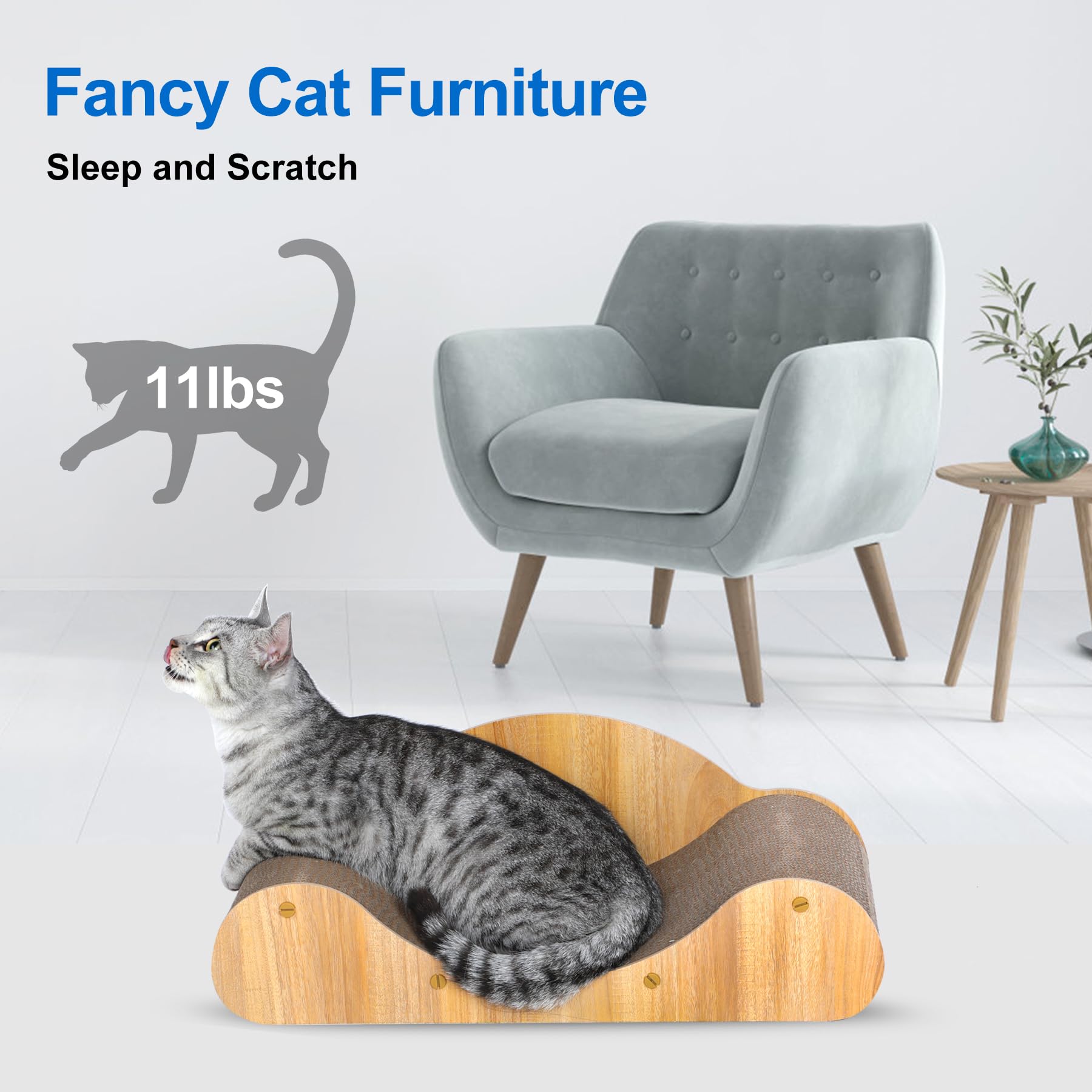 FluffyDream Round Sofa Cat Scraper - Durable Cat Leisure Bed - Indoor Scraper and Play House - Corrugated Toy Cat Birthday - 23.6 * 9.4 * 6.7inch